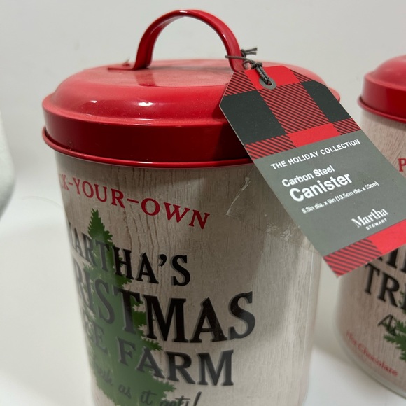 Canister Carbon Steel Martha Stewart The Holiday Collection 5.3”x 9” Set of Two - Picture 5 of 7